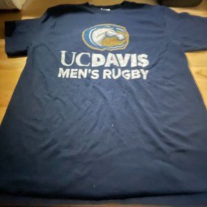 UC Davis Rugby Tee Shirt Cotton Size Large
